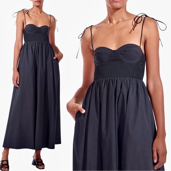 🌺🎉HP🎉🌺 NWT Staud Landry Maxi Dress Black - Picture 8 of 16